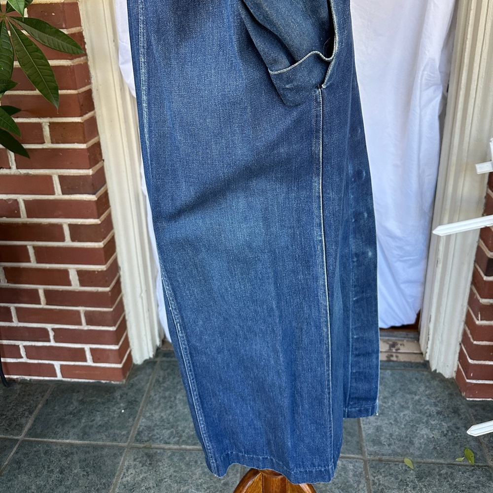 VINTAGE Norma Kamali 80s Denim Coat Dress Sz L - Picture 5 of 9